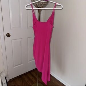 #86 NEW! 💗Livi Active Pink Asymmetrical Ruched Slip Dress